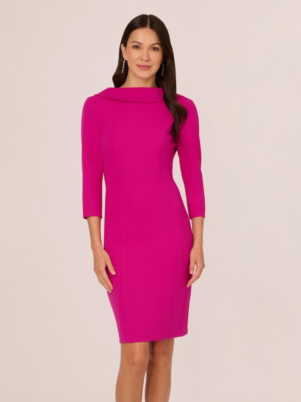 Adrianna Papell Magenta Pink Bow Back Sheath Dress Size 10 NWT Cocktail GALA MOB